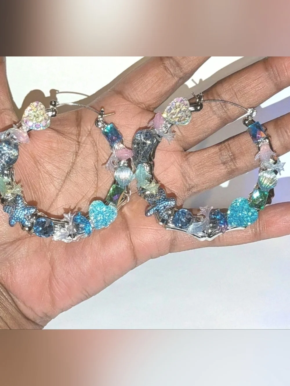 Sea Treasures-Hand Crafted Large Hoop Earrings